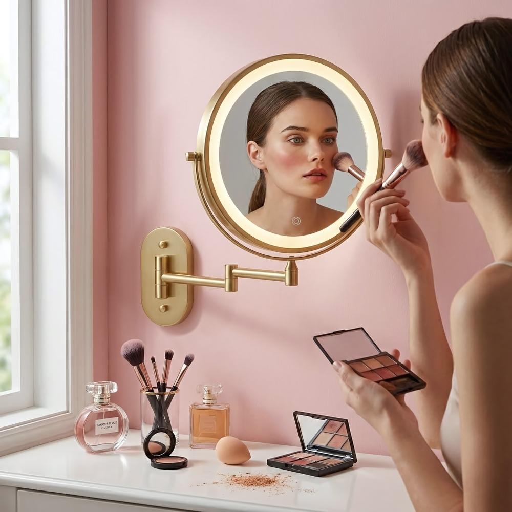 LED Spiegel Glow Brush Gold