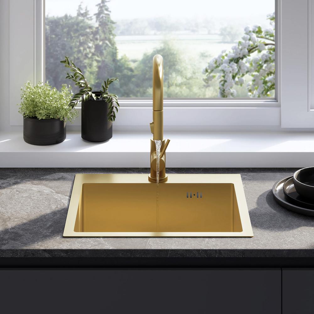 Zlewozmywak stalowy REA Leo 50 Złoty szczotkowany