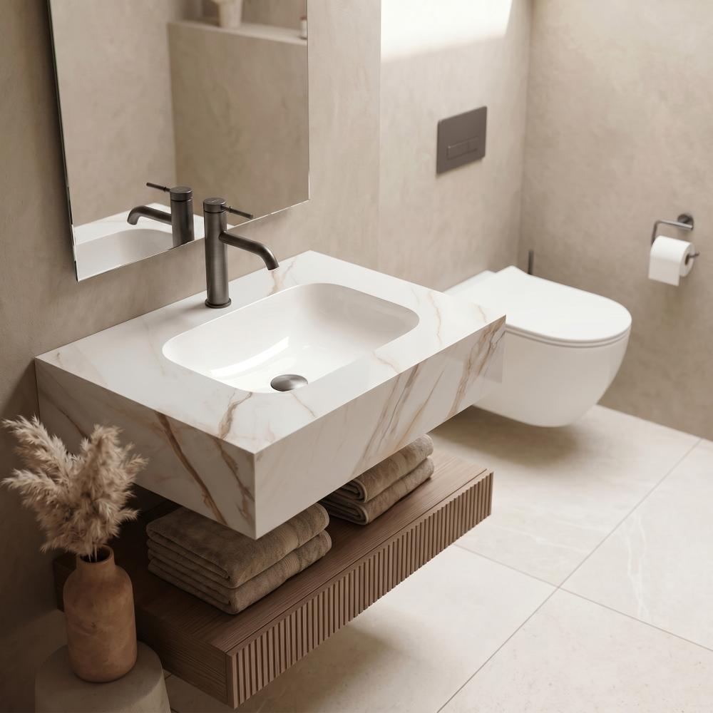 Umywalka ścienna Rea Aresa Grey Gold 70