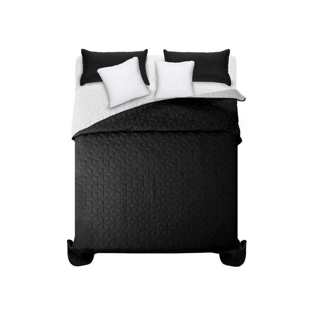 Narzuta dwustronna pikowana Diamante Black / White