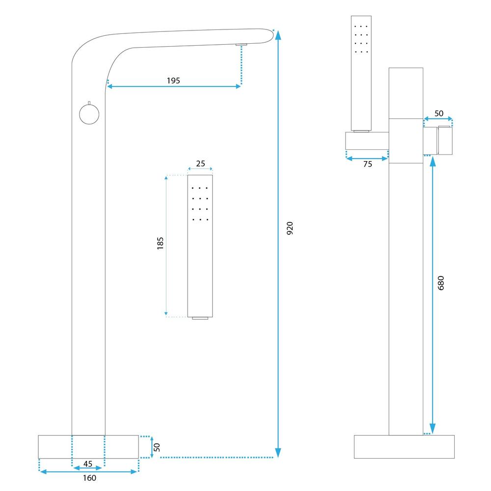 Rea CLARK juodas vonios maišytuvas