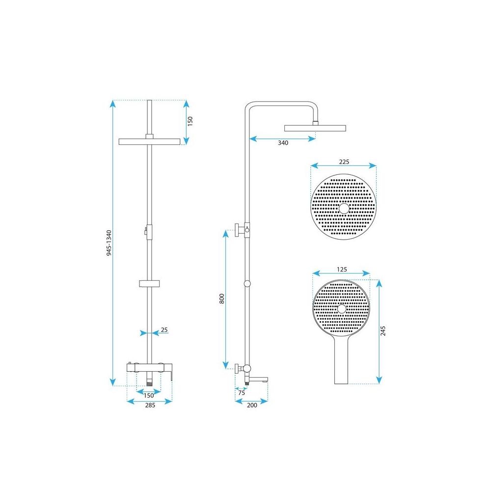 Conjunto de Duche Rea Arcos brush nickle