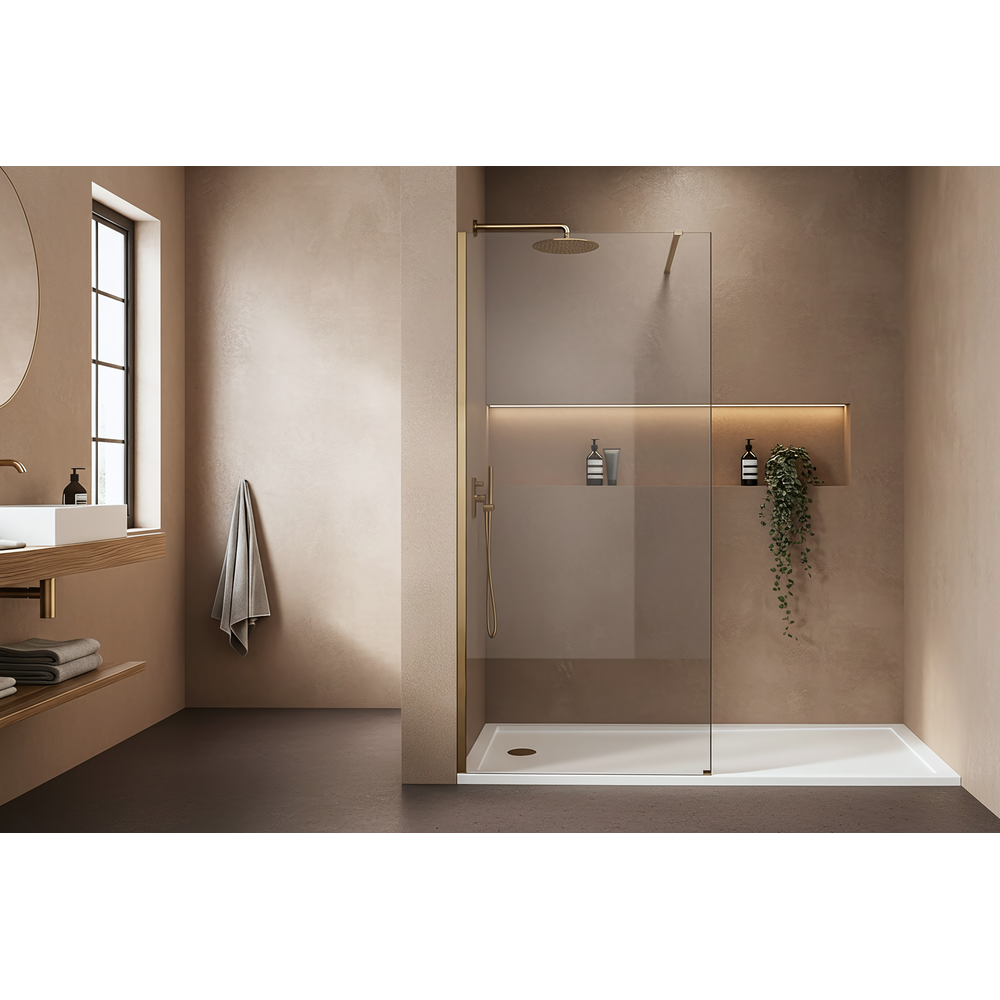 Kabina prysznicowa Walk-In Rea Flexi Transparent / Brush Gold 90