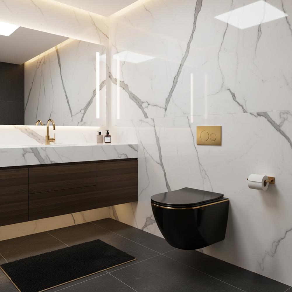 Toilet bowl Rea Carlo Mini Tornado Black Gold Egde