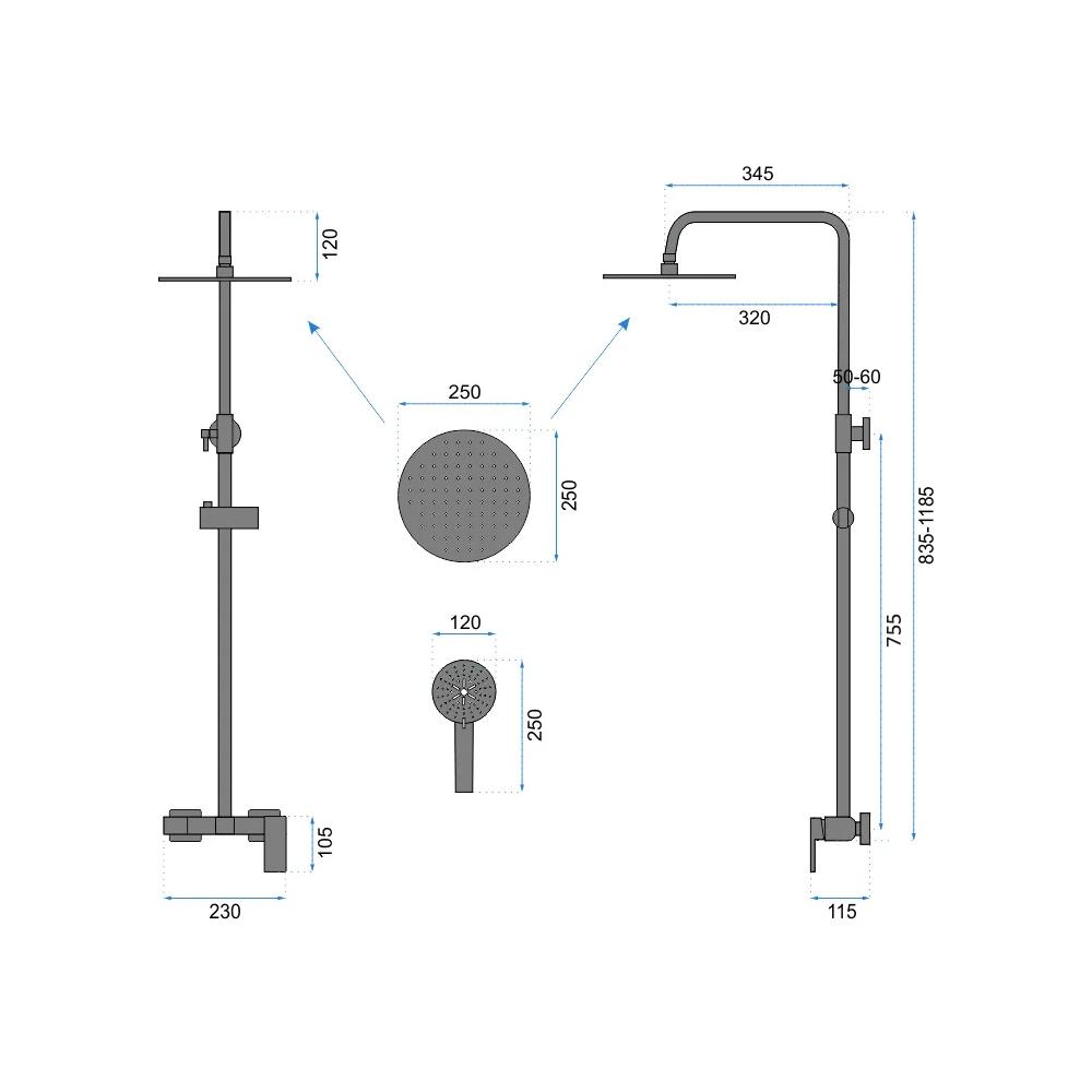 Shower set Rea Roger Gold