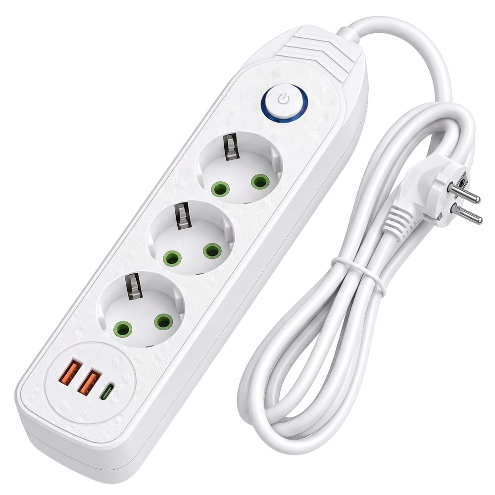Listwa zasilająca Przedłużacz 3 gniazda + 2x USB-A + USB-C JNH024-3B Biały