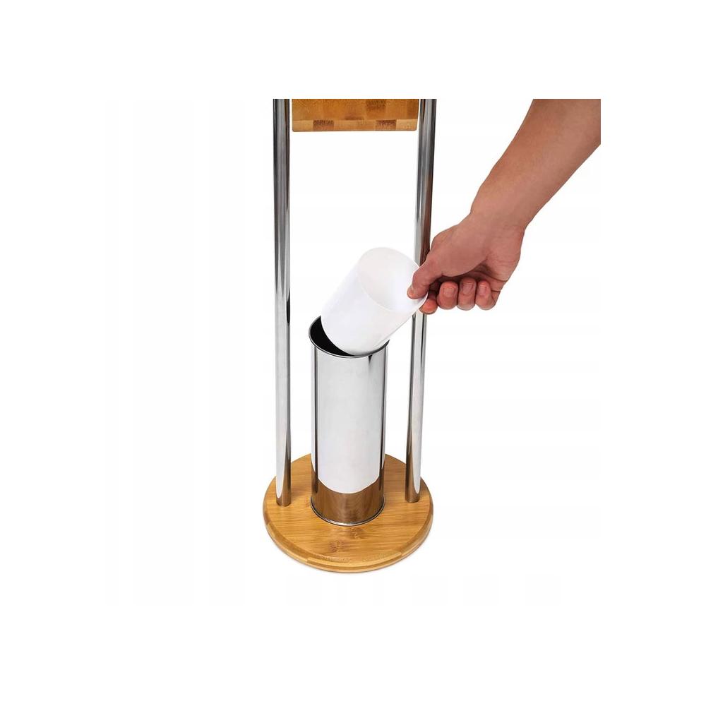 Bambusový stojan na toaletný papier a štetku 390228 BAMBOO