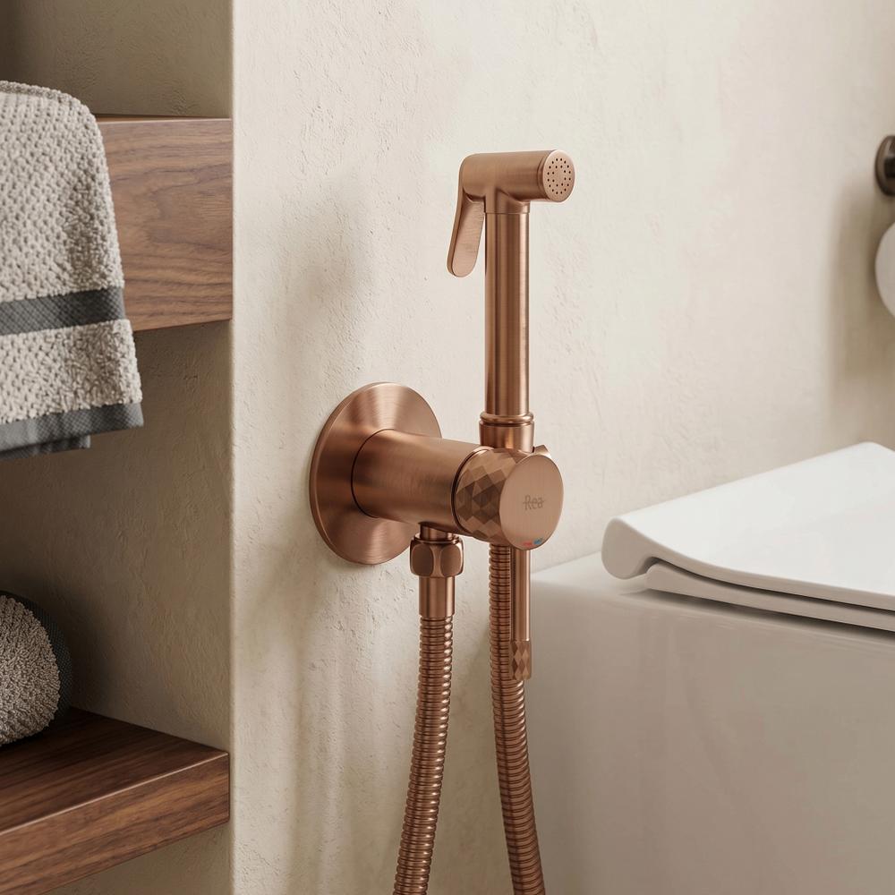 Inbouw Bidetmengkraan Rea Lungo Loop Diamond Brush Copper