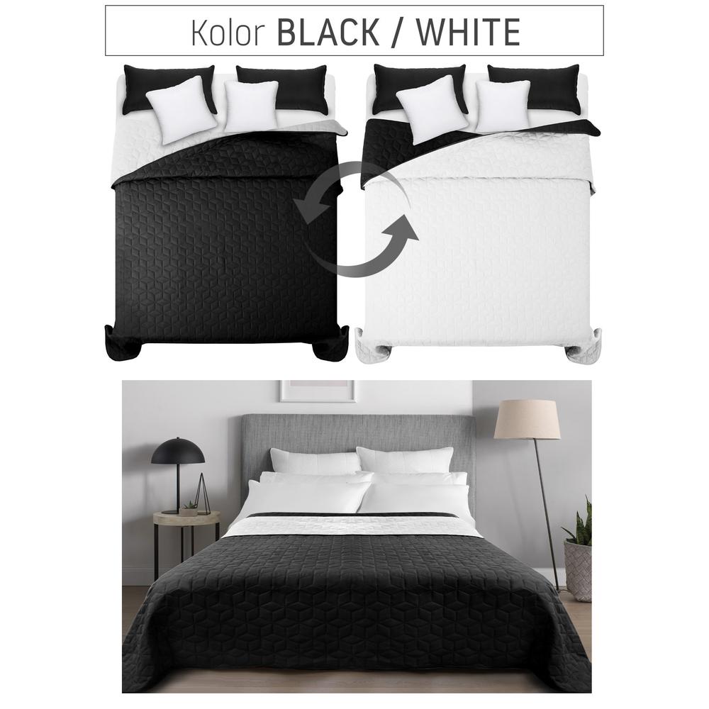 Narzuta dwustronna pikowana Diamante Black / White