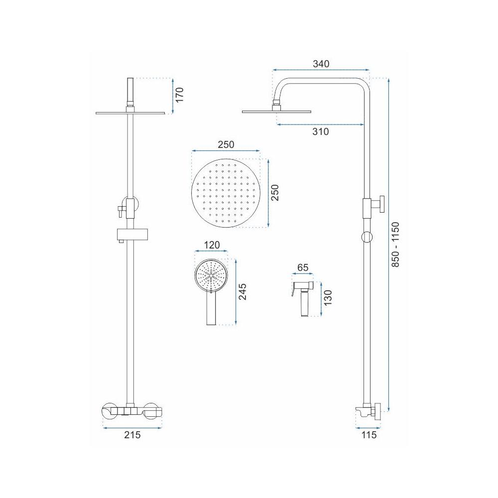 Kit de douche REA MAX chrom