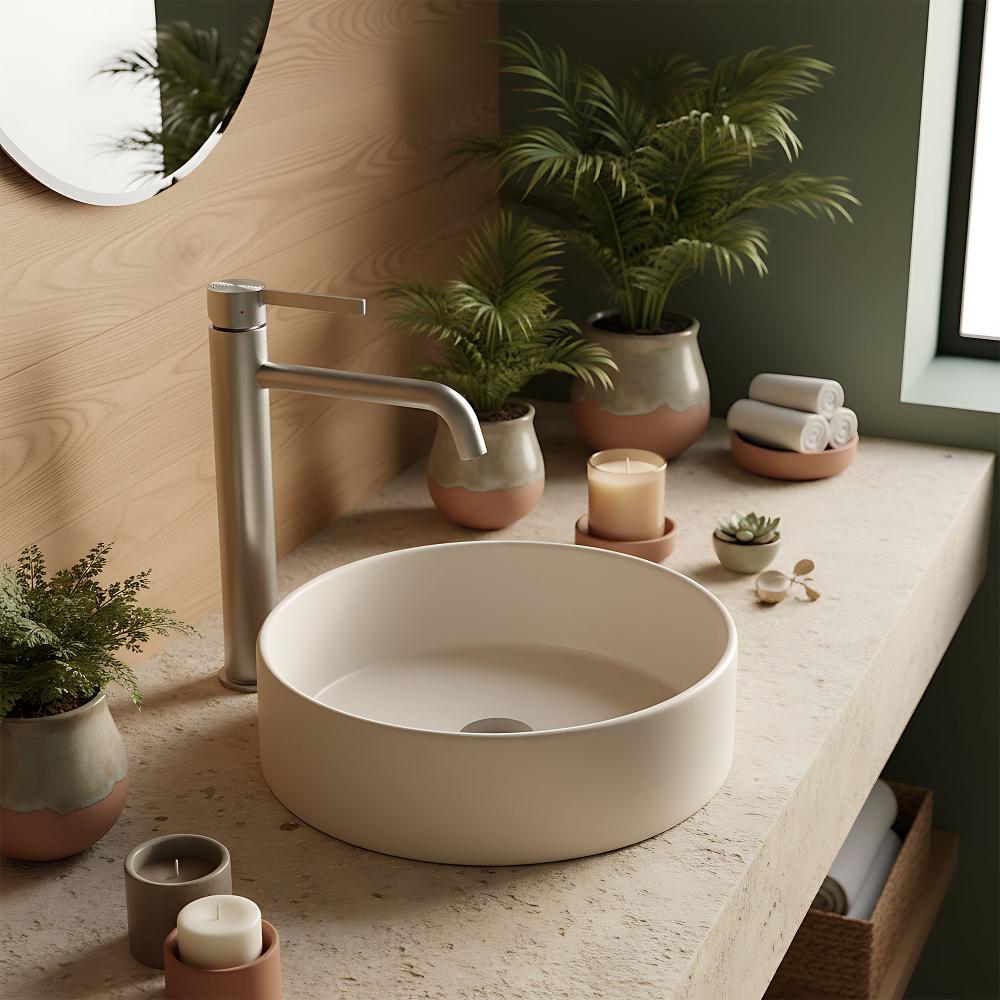 Bateria umywalkowa Rea Foster Nikiel Szczotkowany Wysoka