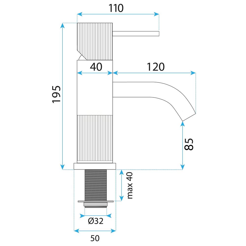 Fürdőszobai csaptelep Rea Lungo Stripe Brush Gold Low