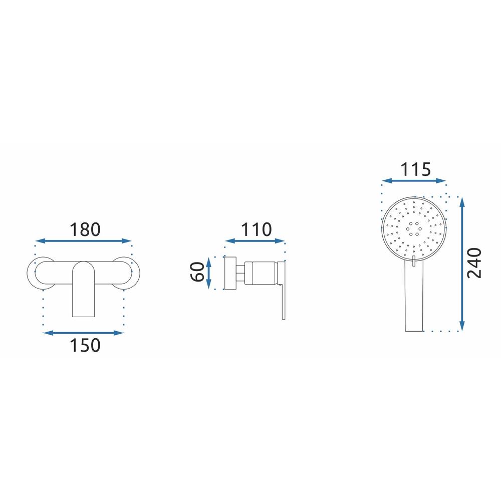 Sprchová baterie REA VERSO + ruční hlavice - broušené zlato