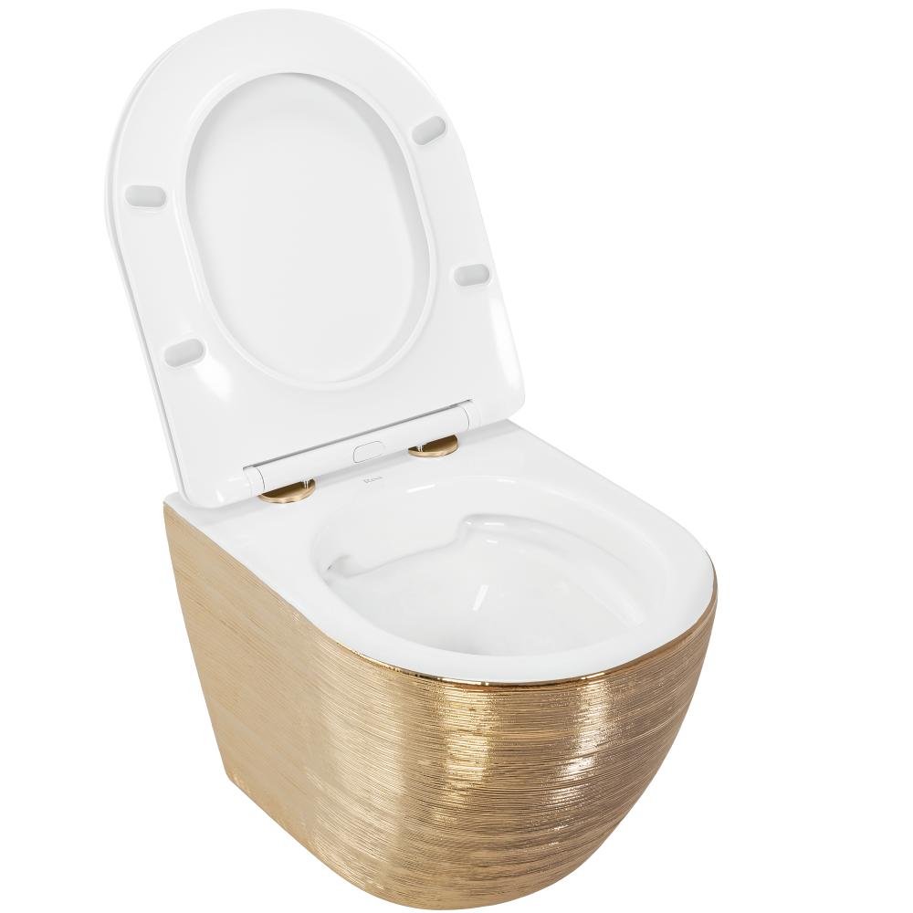 Hangende toilet Rea Carlo Mini Flat Gold Brush