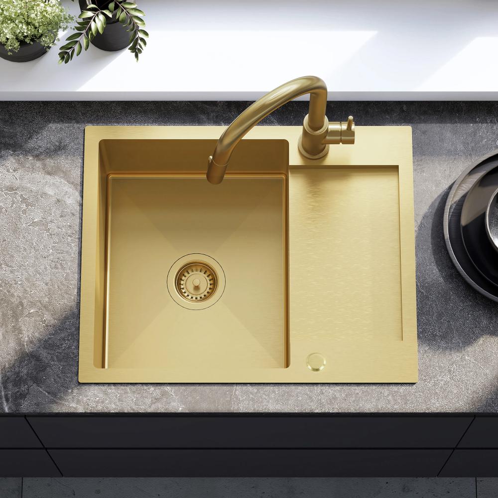 Tērauda izlietne Paul BRUSH GOLD