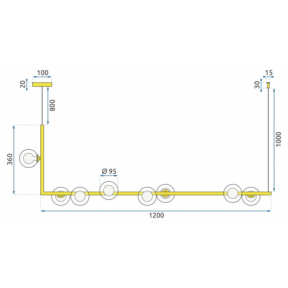 Deckenlampe Gold Glas Kugel 8 Stk. APP615-8CP