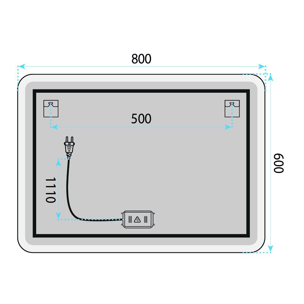 Lustro ścienne LED 80x60cm TOP-3