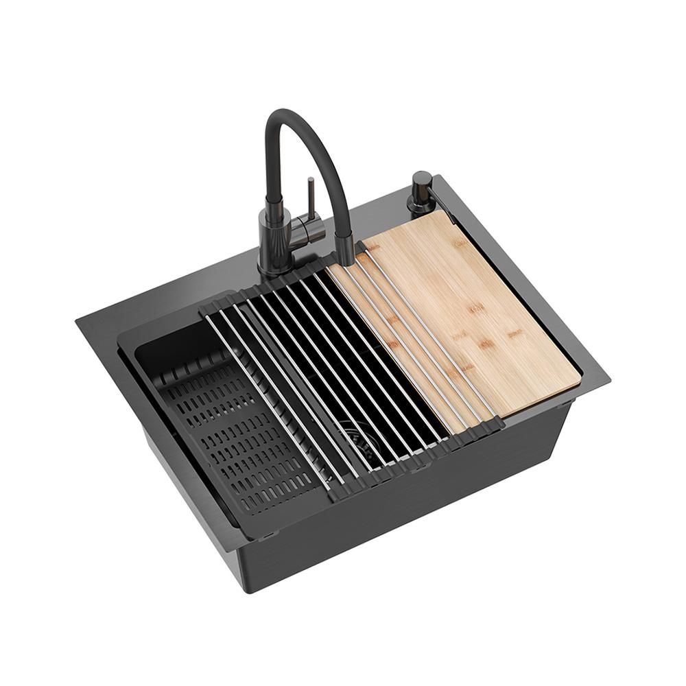 Стальная мойка для кухни LUKE 110 WORKSTATION Black