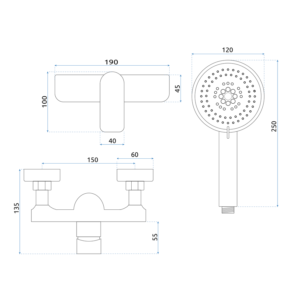 Torneira de chuveiro REA Dart cromada
