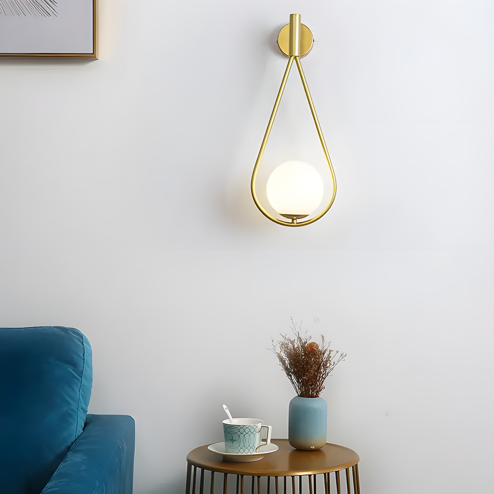 Kinkiet Ścienny Kula Szklana G094-1W Złoty Biały