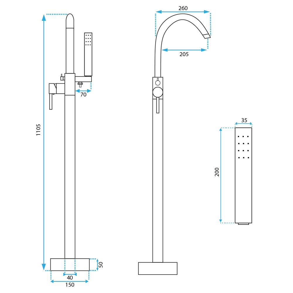 Torneira para banheira Rea MONO, ouro escovado