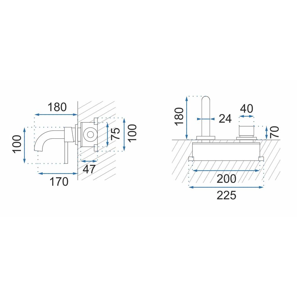 Inbouw wastafelkraan Rea Owen Brush Steel + BOX