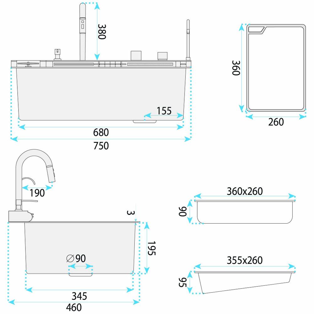 Wielofunkcyjny zlewozmywak stalowy 10w1 REA Alonzo Złoty Szczotkowany