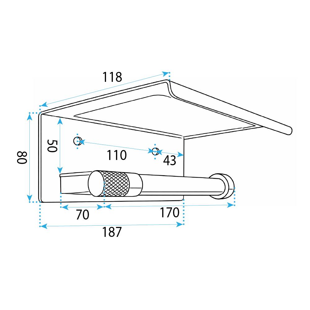 Uchwyt na papier toaletowy z półką 39105A ORI Miedź Szczotkowana