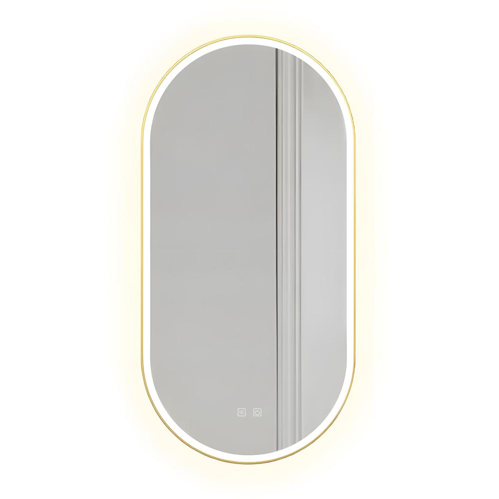 Mirror LED OVL 50x100cm Brush Gold
