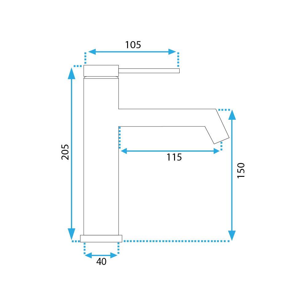Baterie pentru baie Rea Foss Nickel Brush Low