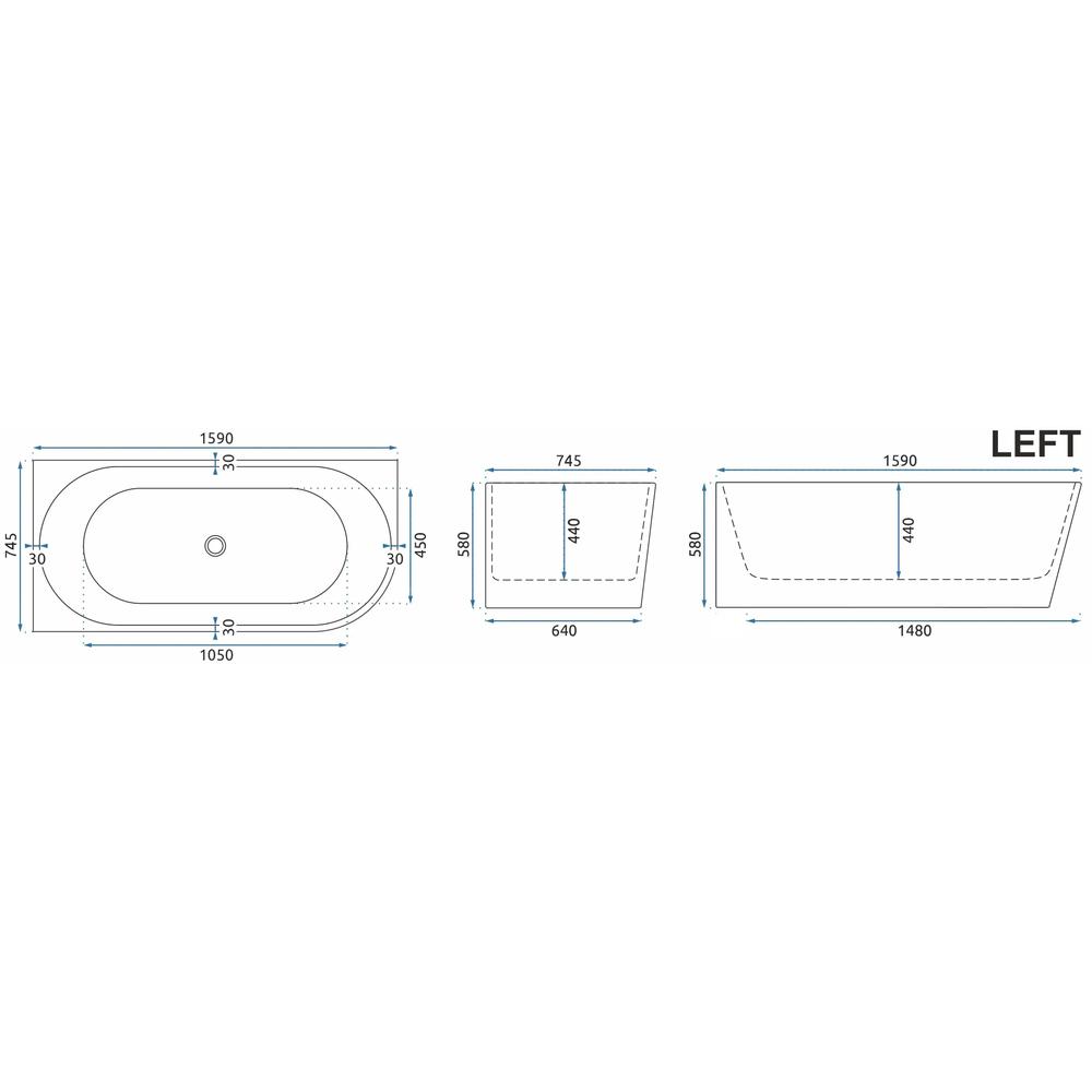 Свободностояща акрилна Вана SYDNEY BELLANTO LEFT 160cm