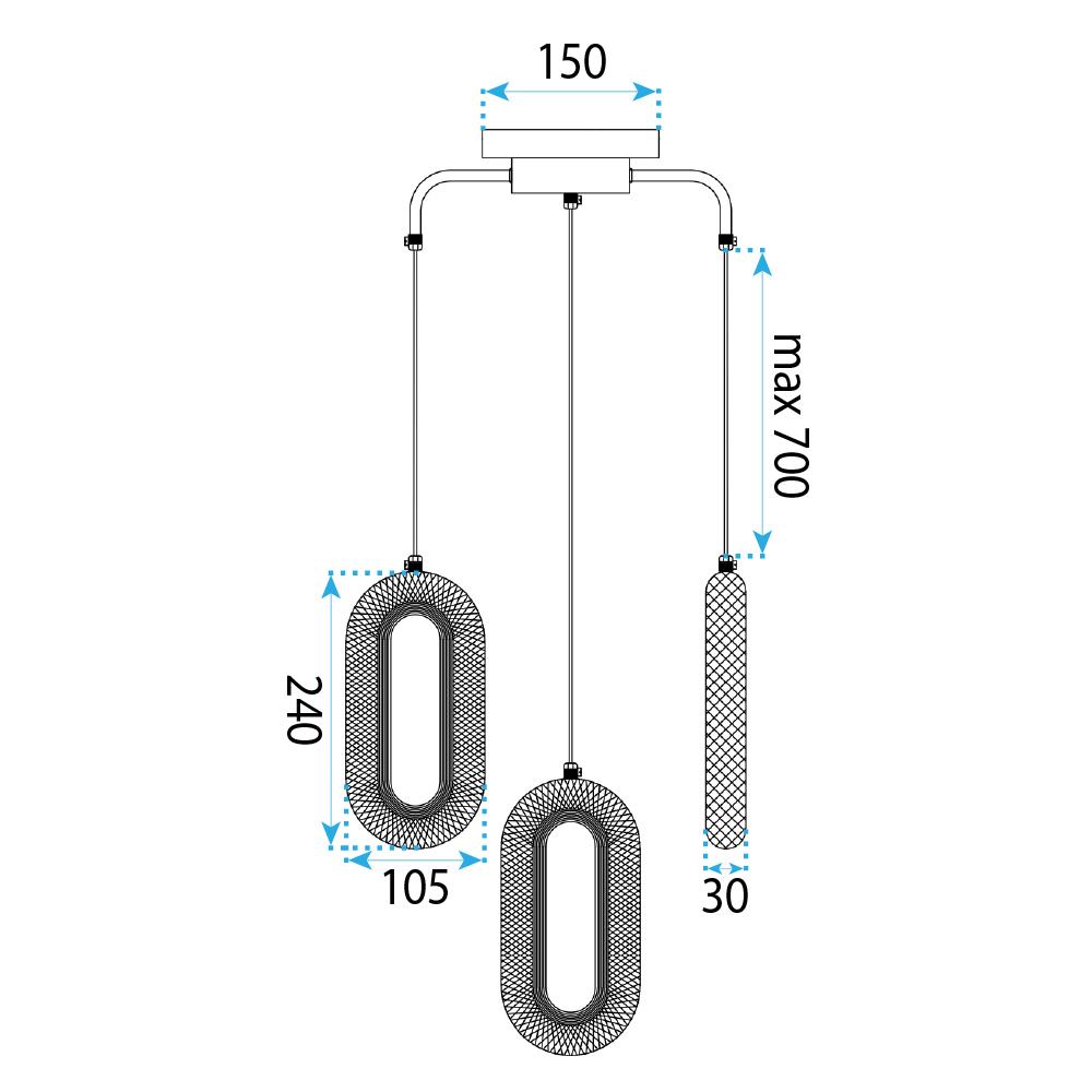 LAMPA SUFITOWA WISZĄCA LED G173-3CP ZŁOTA