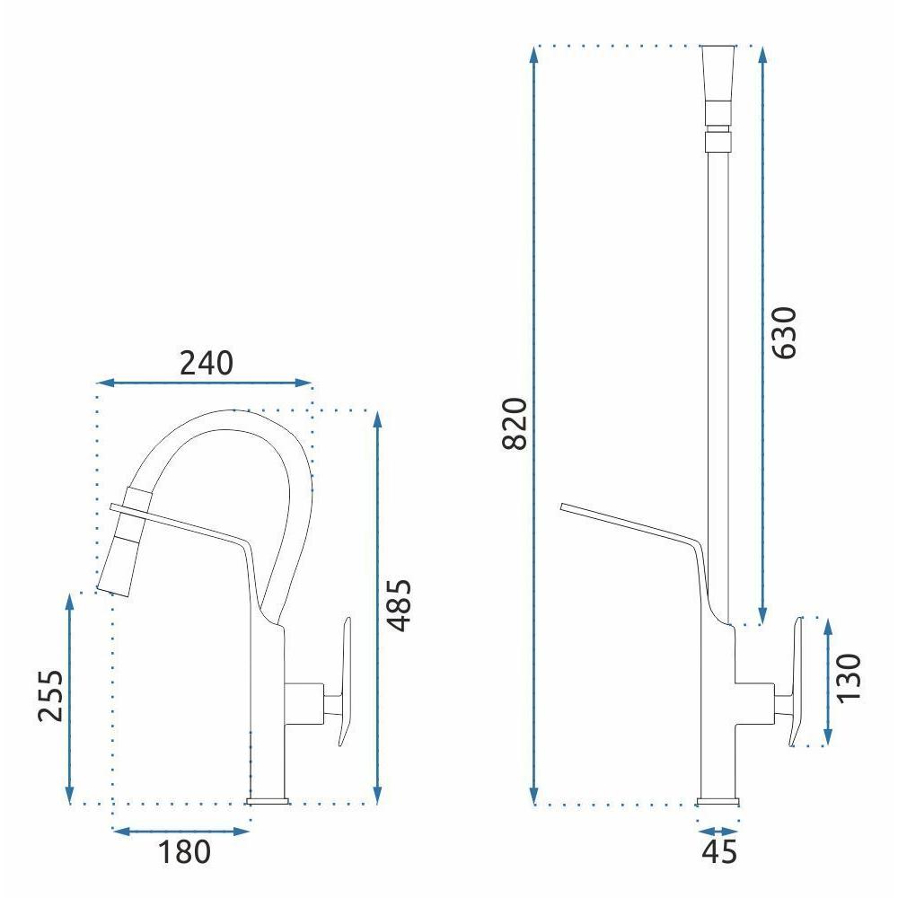 Rubinetto da cucina Rea Castor Brush Nickel