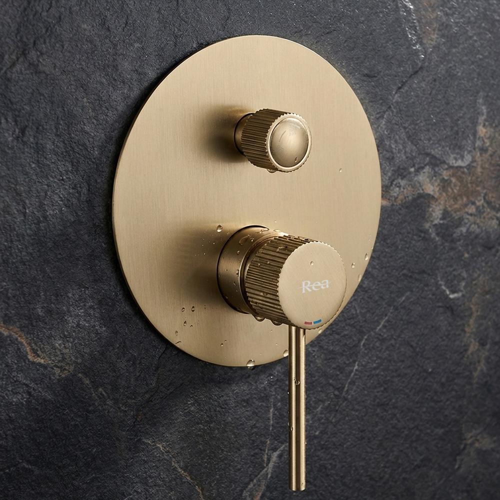 Душевой комплект Rea Lungo Stripe Gold Brush + BOX