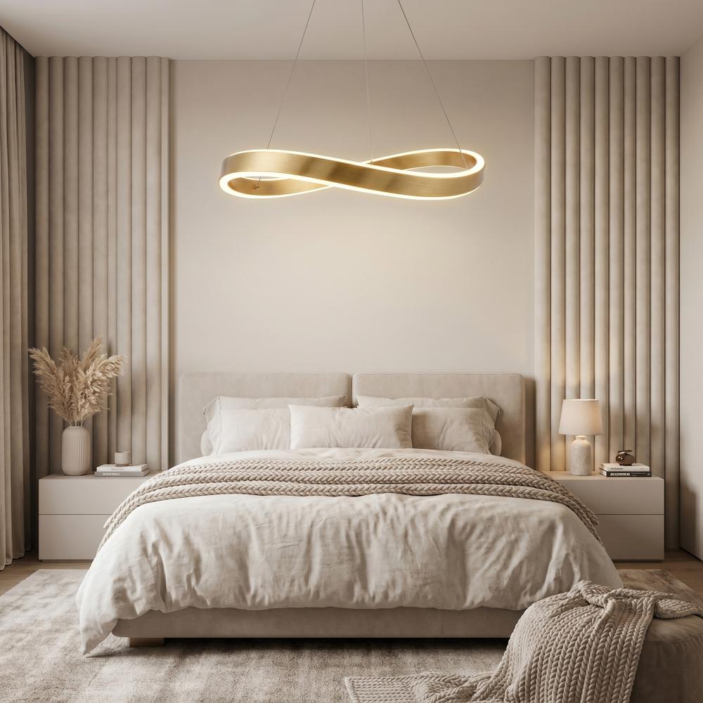 LAMPA SUFITOWA WISZĄCA SWE06-CP 80cm ZŁOTA SZCZOTKOWANA