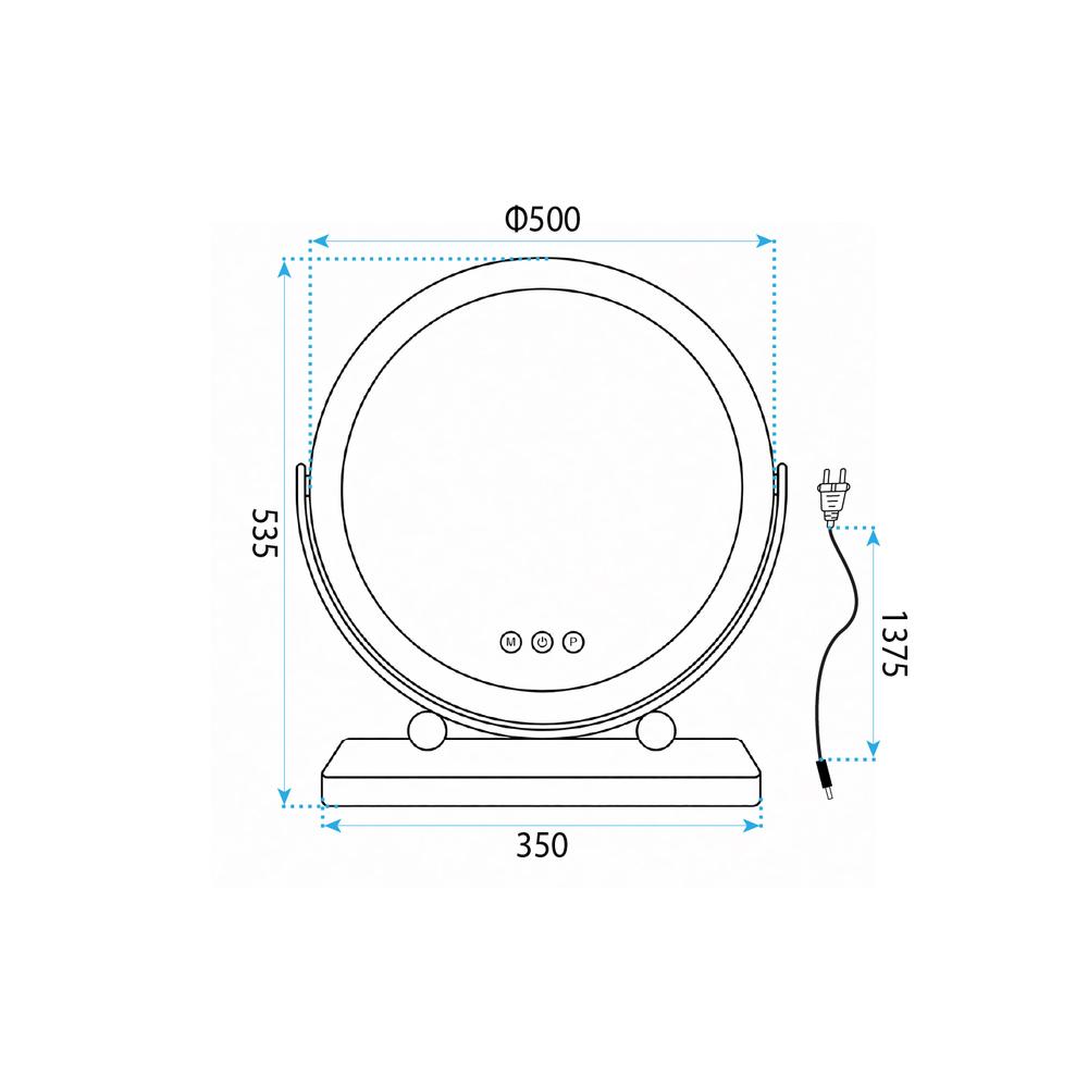 Oglindă LED MAKE-UP Black 50 cm