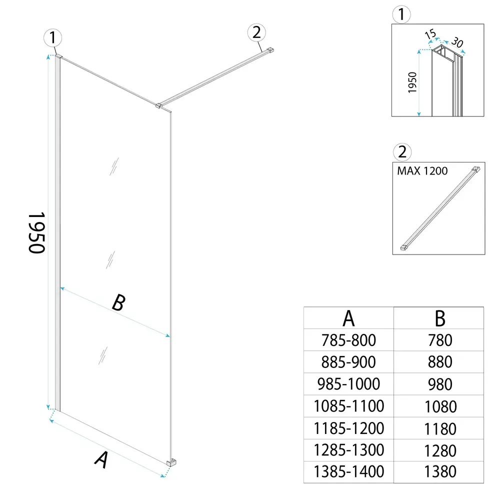 Duschwand Rea Flexi Brown / Brush Copper 80