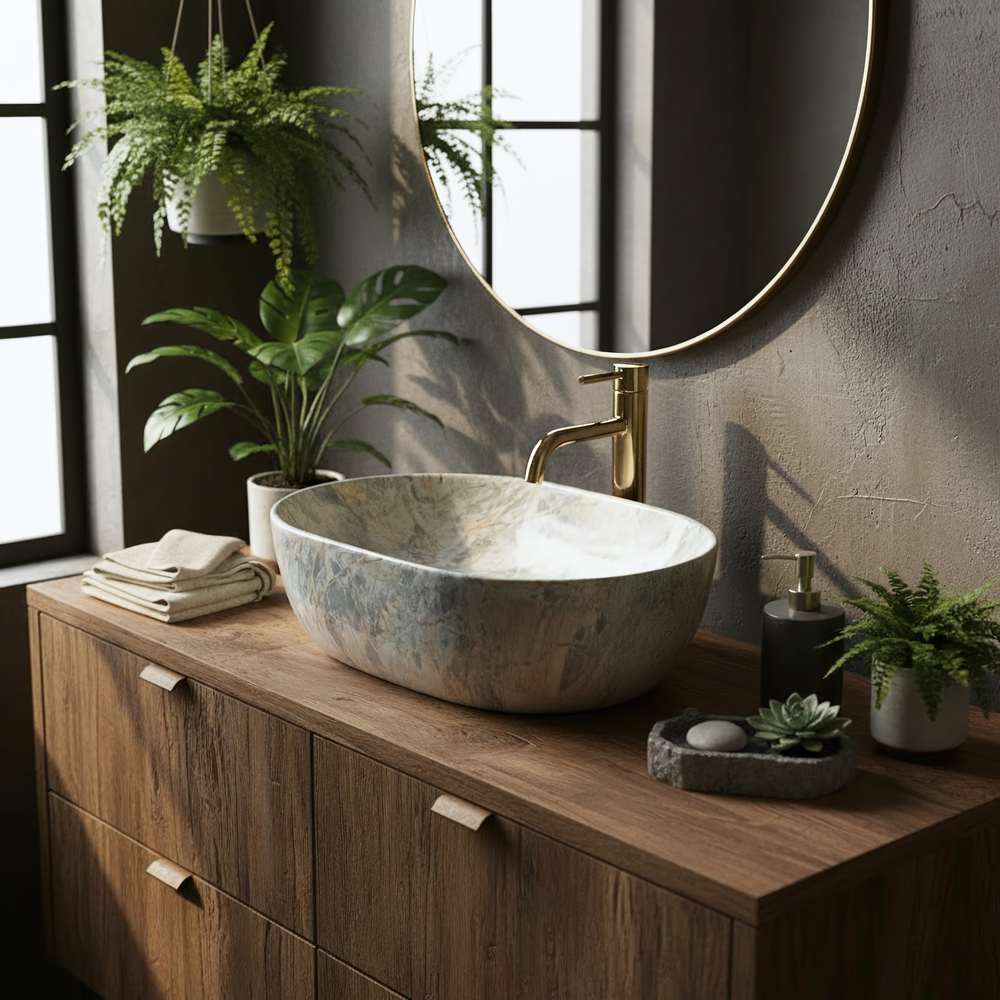 Countertop Basin Rea Amelia Ruststone 48
