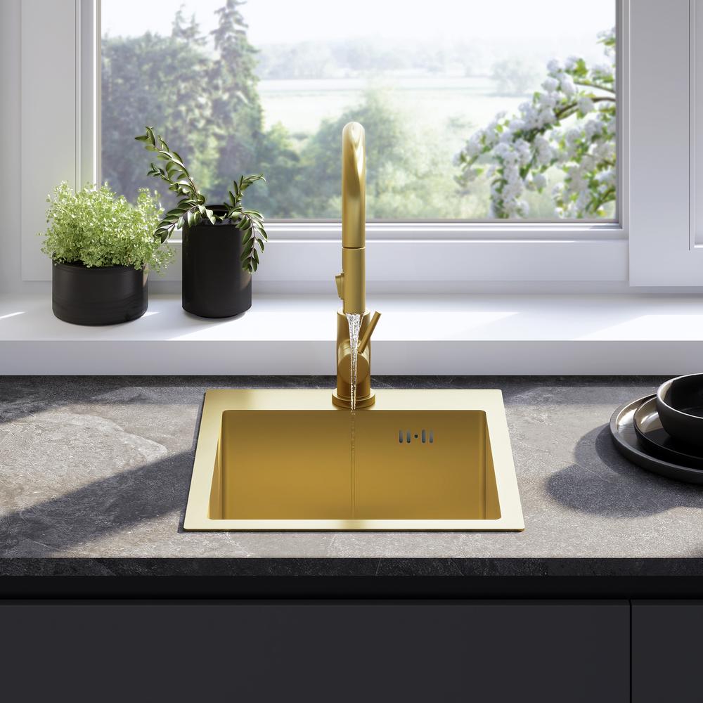 Jekleno pomivalno korito Leo 40 BRUSH GOLD