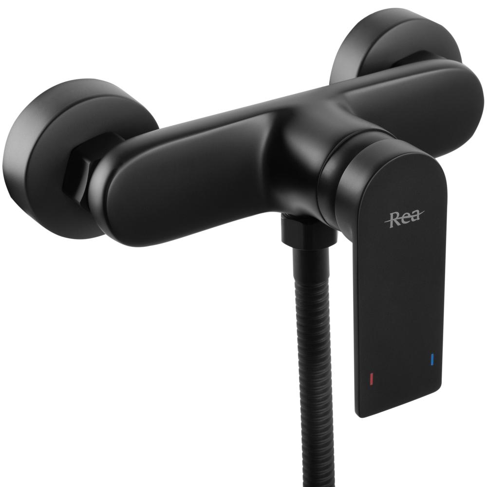 Dušas maisītājs ar rokas dušu REA Verso Black zelta krāsā Brushed