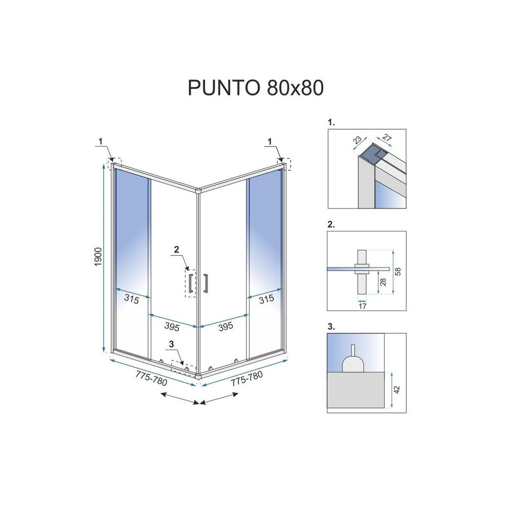 Cabina de la ducha Rea Punto 80x80 Gold