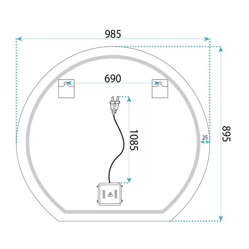 Miroir LED 100cm Fabio