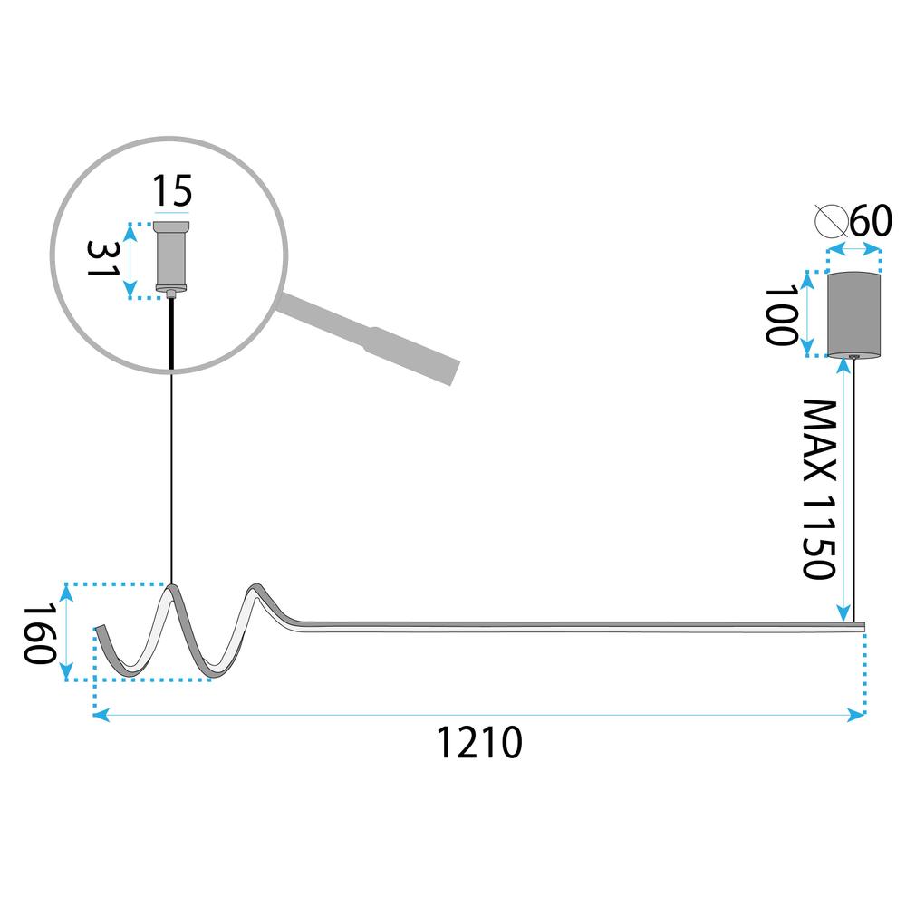 Hängelampe LHJ030-CP 120cm SCHWARZ