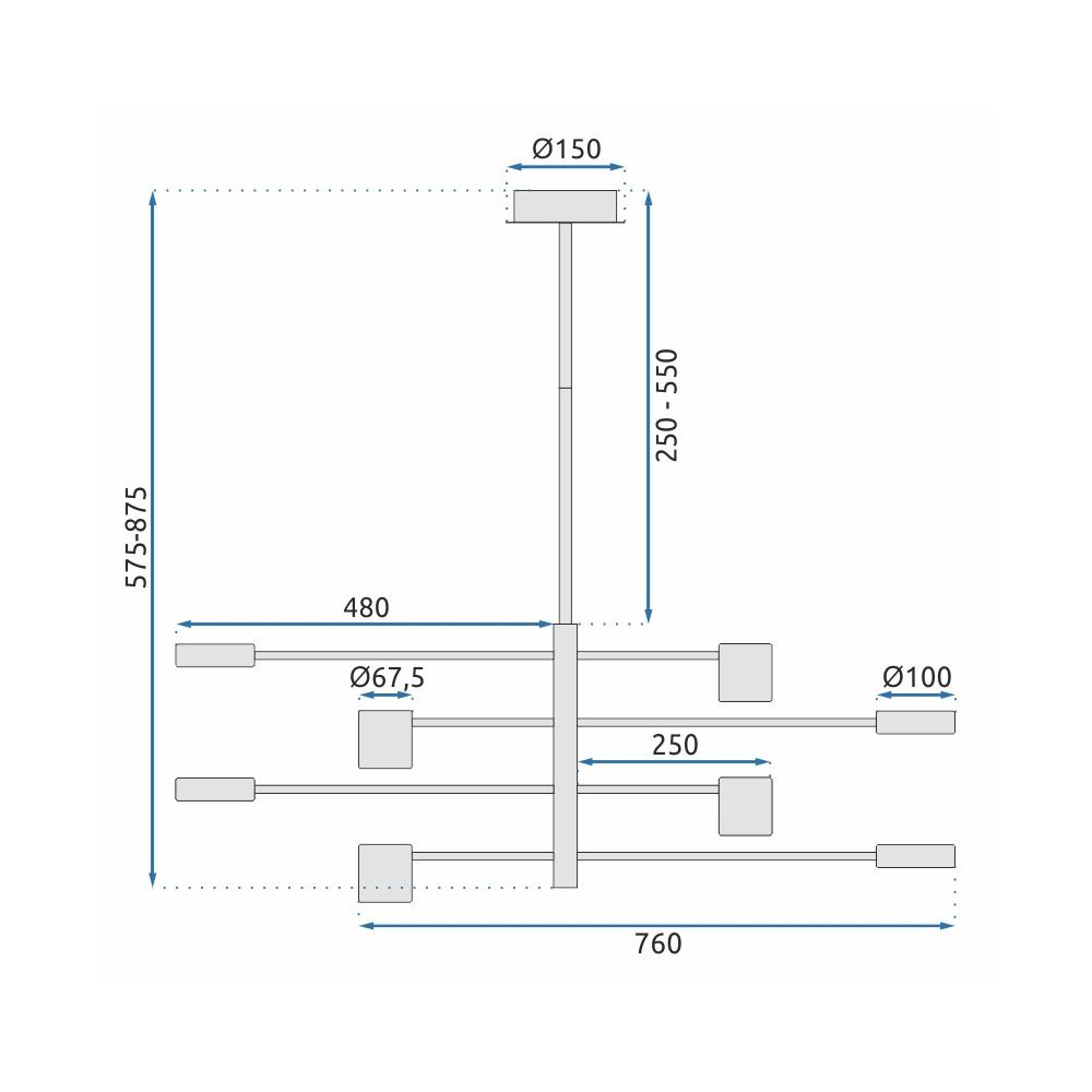 Deckenlampe 8-Ramienna APP598-8C Black