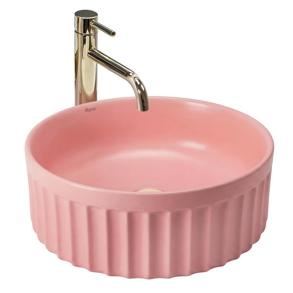 Umywalka nablatowa Rea DUO Sweet Pink Matt