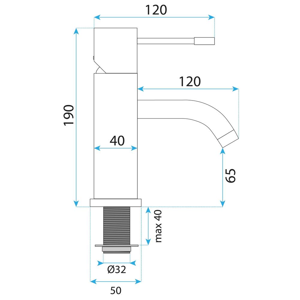 Βρύση νιπτήρα Rea Lungo Diamond Brush Copper Χαμηλή