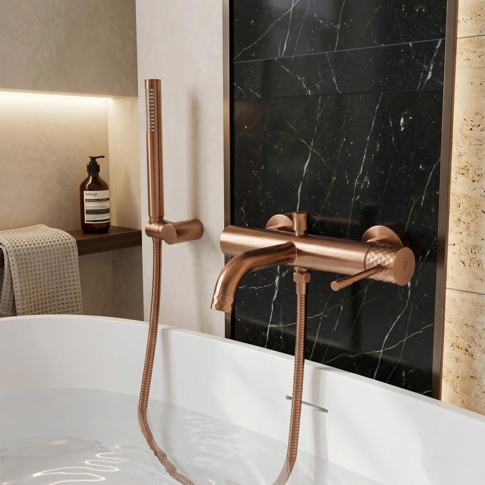 Bathroom faucet Rea Lungo Diamond Brush Copper