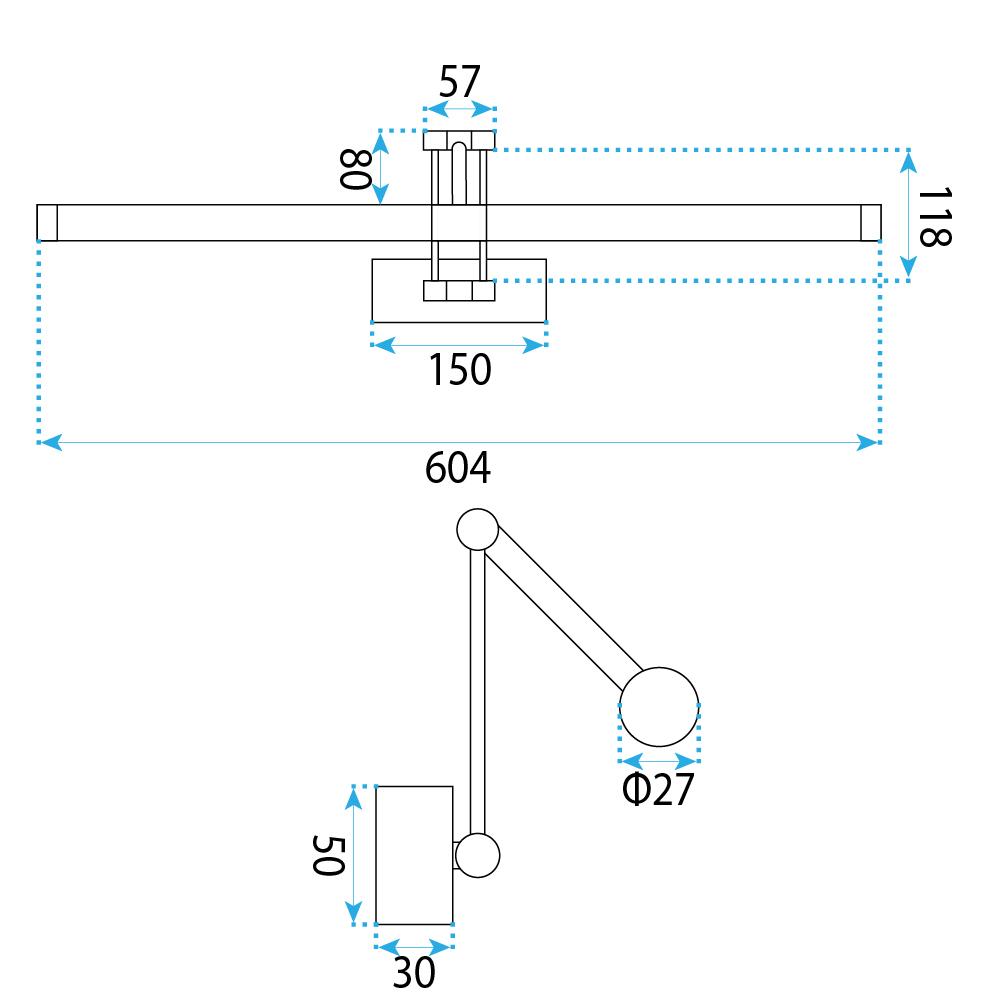 Bathroom LED wall sconce APP1900-1W 60cm BRUSH GOLD