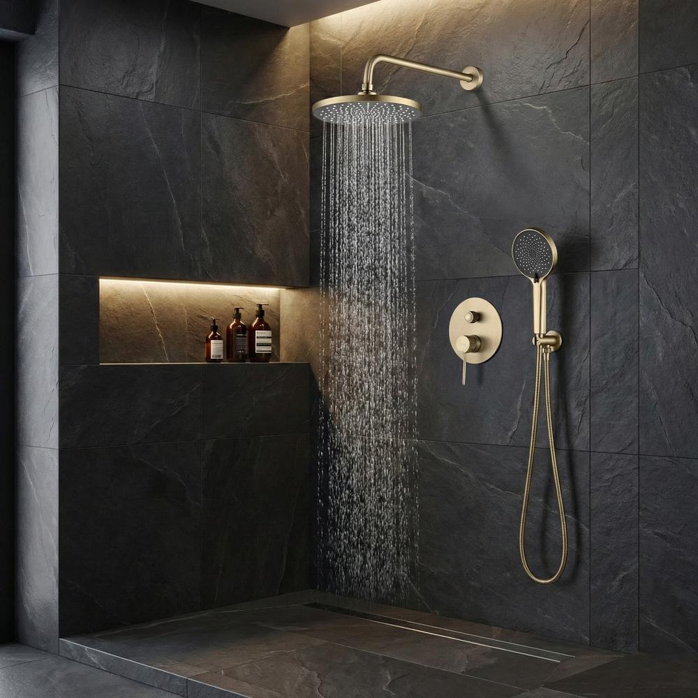 Душевой комплект Rea Lungo Stripe Gold Brush + BOX