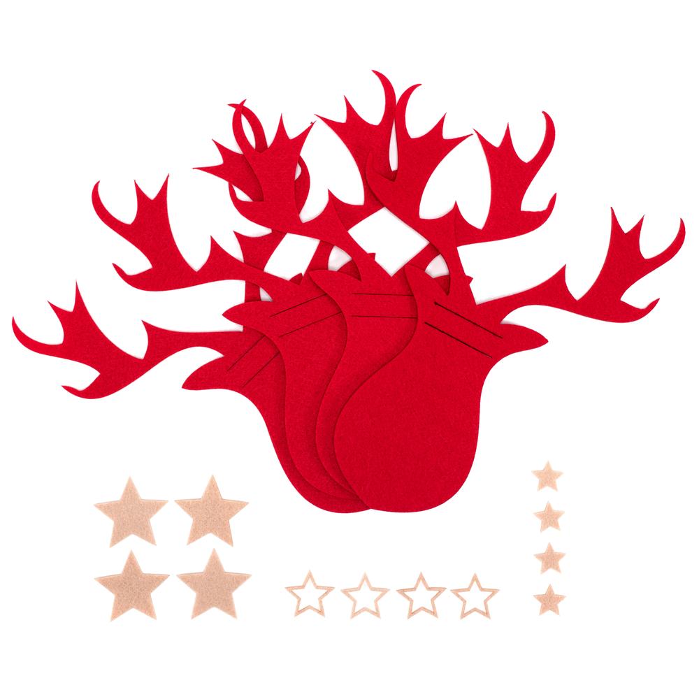 Pokrowiec na sztućce Świateczny 4 szt Renifer Czerwony 311377